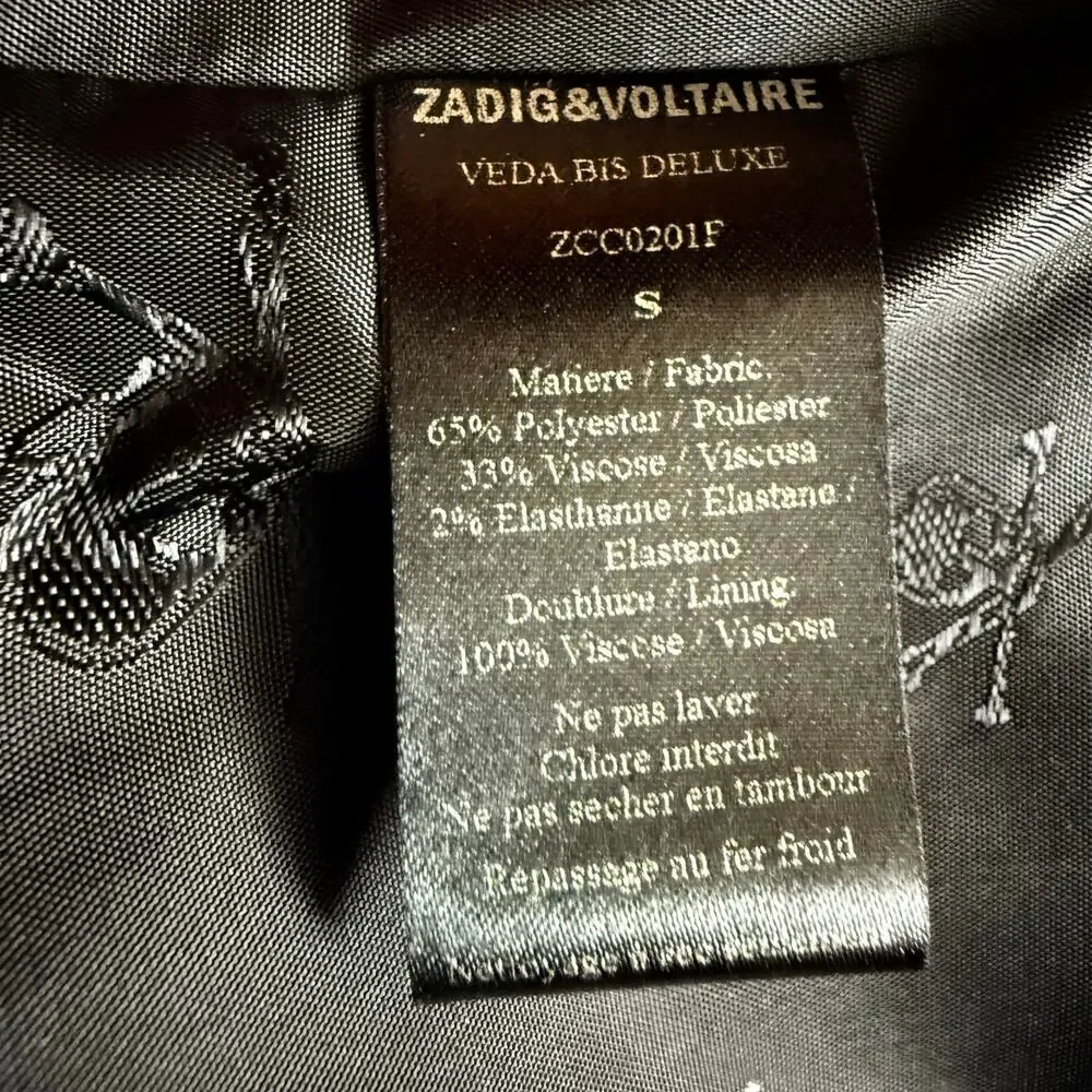 Zadig & Voltaire Veda Bis Deluxe Skull Rhinestone Blazer Size S - Picture 15 of 15